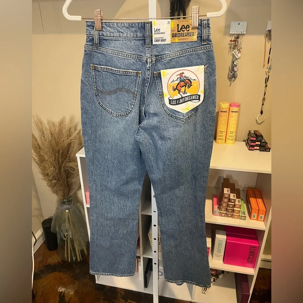 NWT Daydreamer x Lee High Rise Crop Boot Blue Jeans - Picture 12 of 12